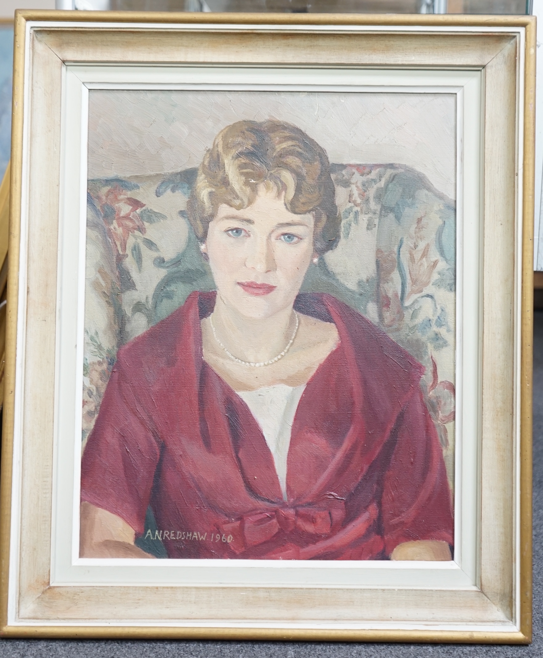 A.N. Redshaw, pair of oils on canvas, Portrait studies, 49 x 39cm. Condition - good